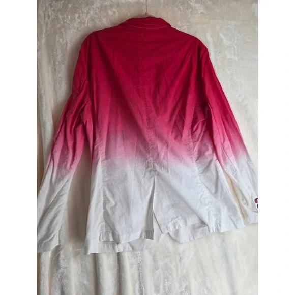 Paisley Gray Ombre Pink White Linen Blend Blazer Jacket Mens Size L Slim Fit NWT - Picture 9 of 12